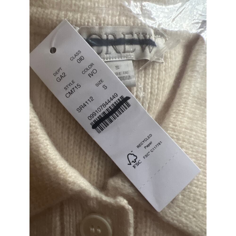 J. Crew Milano Stitch Cinched Waist Cardigan Ivory NWT size Small - Picture 7 of 8